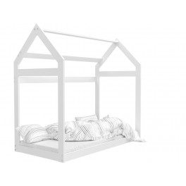 AMI Dětská postel DOMEČEK 80x160cm masiv bílá+matrace+rošt