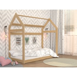 AMI Dětská postel DOMEČEK 80x160cm masiv přirodní+matrace+rošt