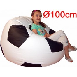 AGAMI sedací vak 100cm XXL "fotbalový míč" (objem 450l) EKO KŮŽE bílo-černá