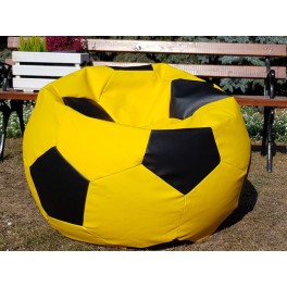 AGAMI sedací vak 100cm "fotbalový míč" XXL (objem 450l) EKOKŮŽE žluto-černá