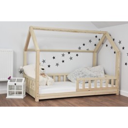 BFK Dětská postel DOMEČEK 180x80cm masiv přirodní+matrace+rošt