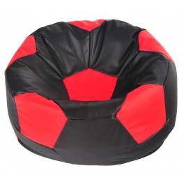 AGAMI sedací vak 100cm XXL "fotbalový míč" (objem 450l) EKO KŮŽE černo-červená